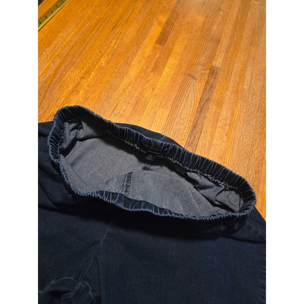 Denim 24/7 Women 22W Tall Blue Dark Wash Elastic Waist Wide Leg Pull On Jeans - Picture 4 of 10